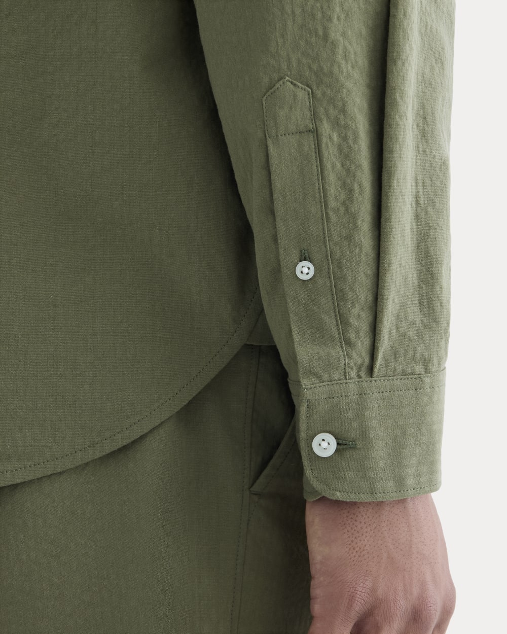 The Seersucker Long-Sleeve Shirt | Lichen Green