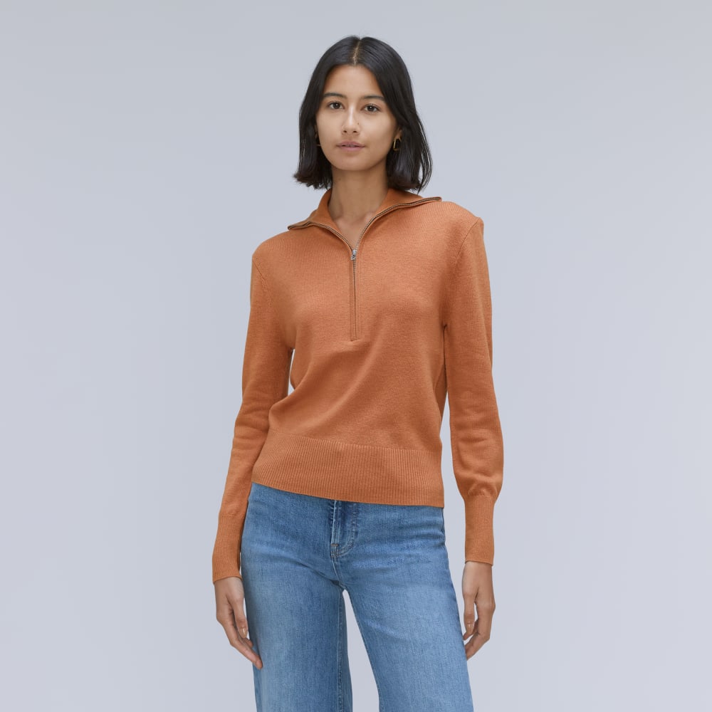 The Luxe Merino Half-Zip Sweater | Tawny Brown
