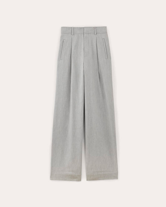 The Draper Pleated Pant in Buttersmooth | Heather Steel | 32 Inseam