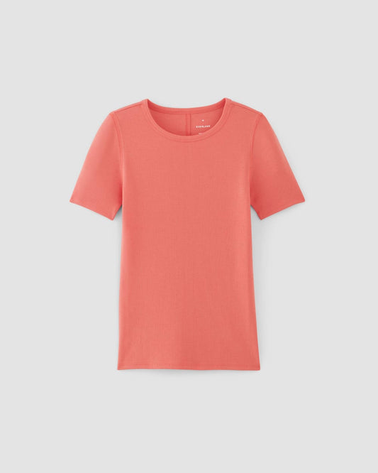 The Luxe Rib Crew | Coral