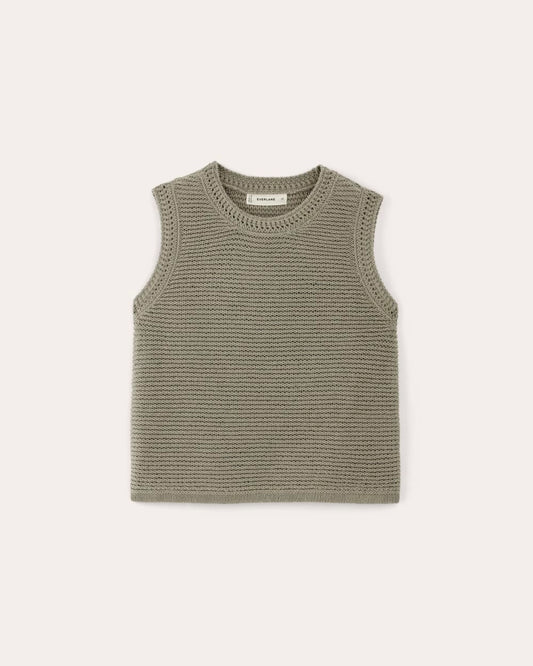 The Organic Cotton Open-Stitch Tank | Sage Green