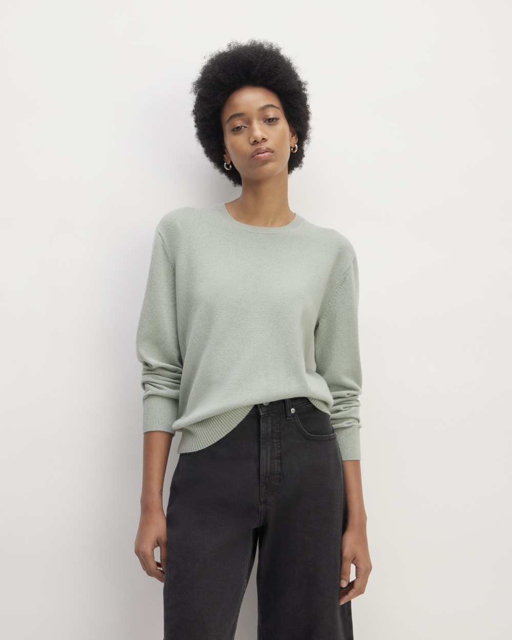 The Classic Crew in Cashmere | Light Sage Green