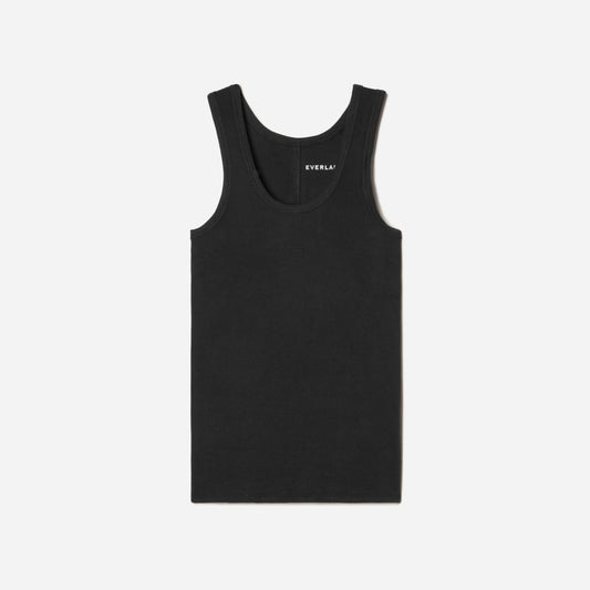 The Pima Micro-Rib U-neck Tank | Black