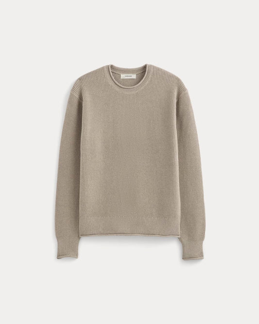 Waffle Rollneck Crew in Everyday Cotton | Heathered Oatmeal