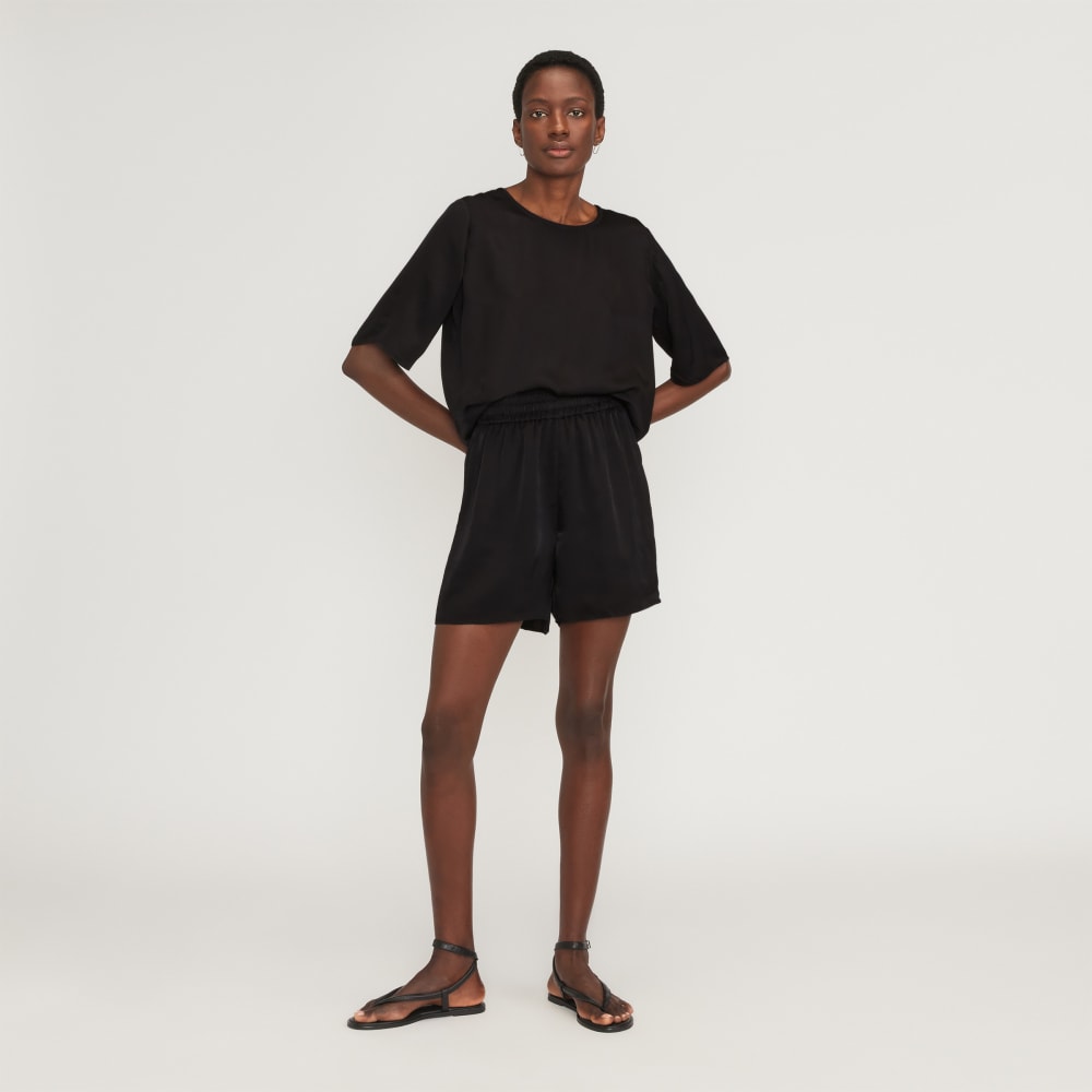 The Satin Relaxed Tee | Black