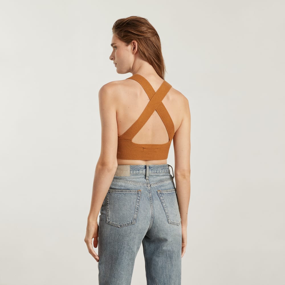 The Cross-Back Cropped Sweater Top | Butter Caramel
