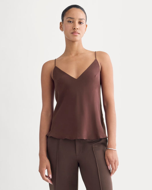 The Tie Back Cami in Washable Silk | Deep Plum