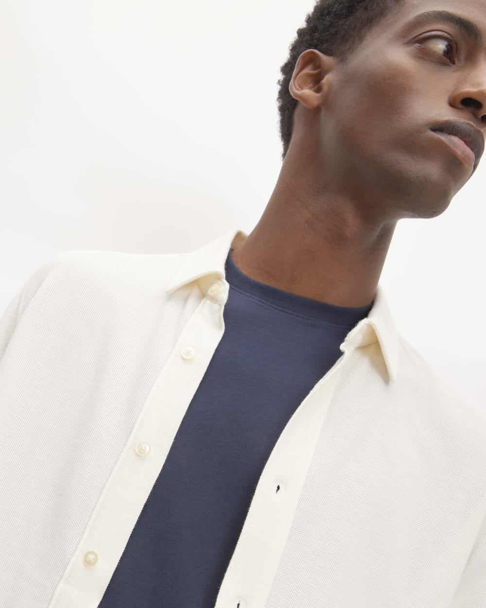 The Long-Sleeve Pique Shirt | Bone