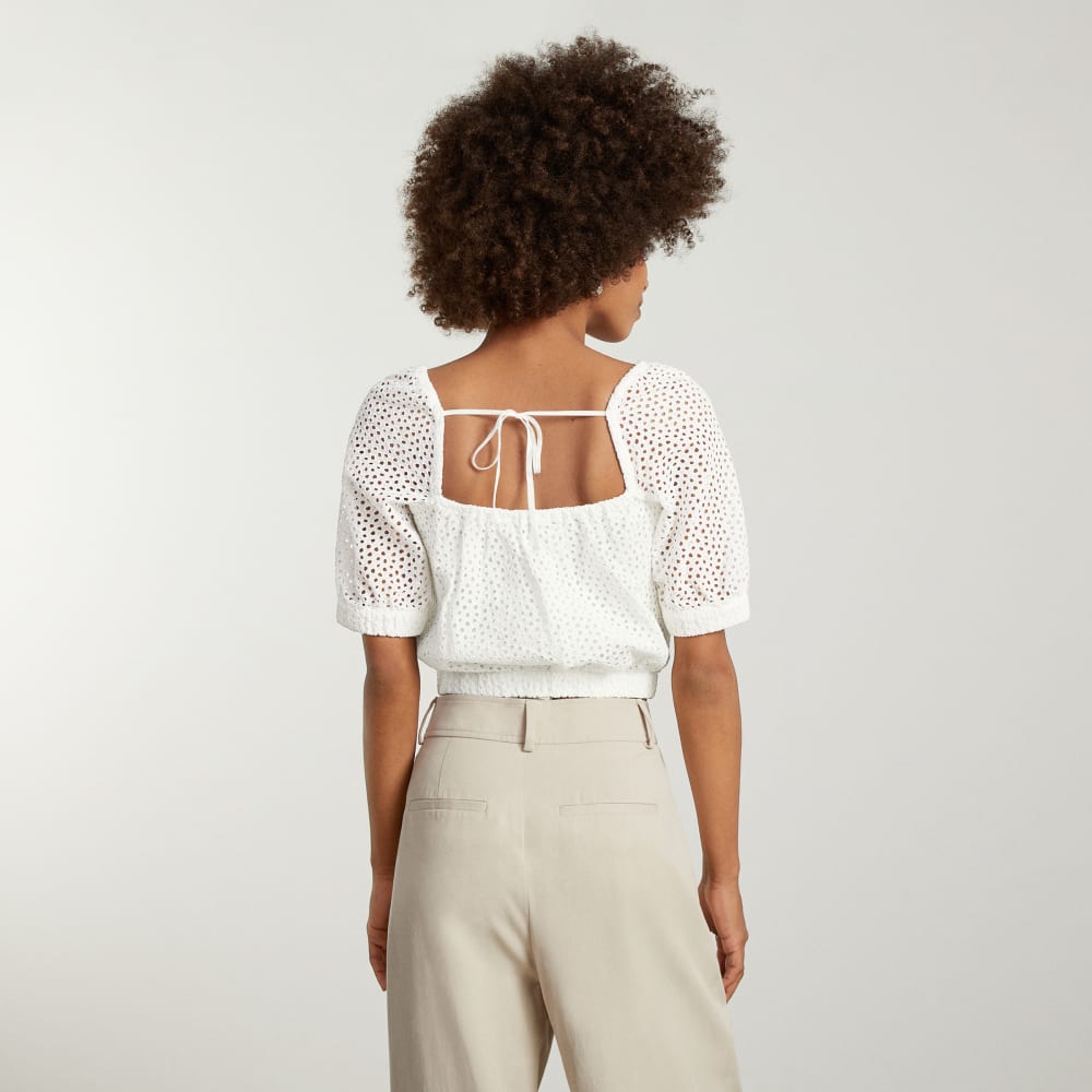 The Eyelet Puff Sleeve Top | White