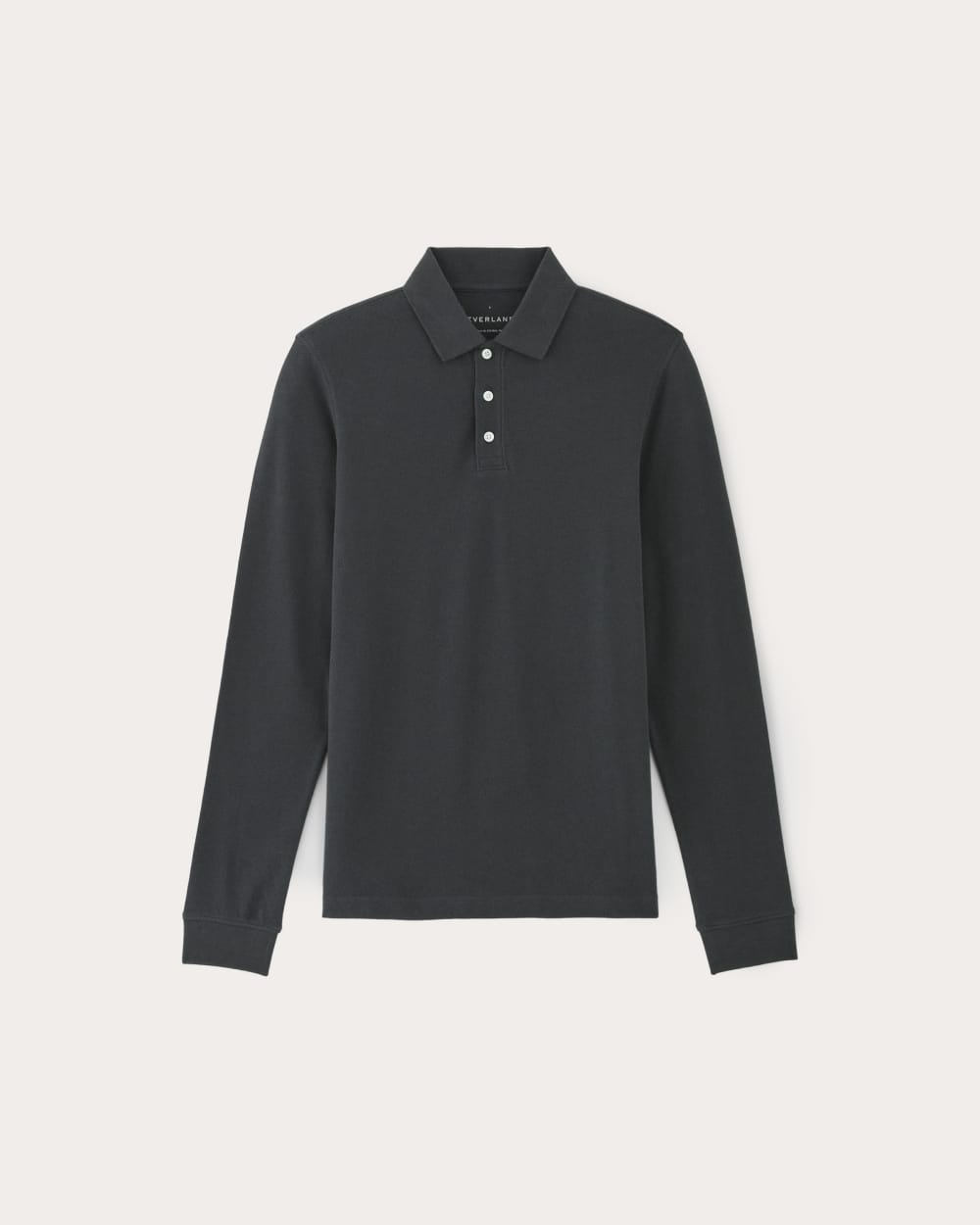 The Long-Sleeve Pique Polo | Heathered Graphite