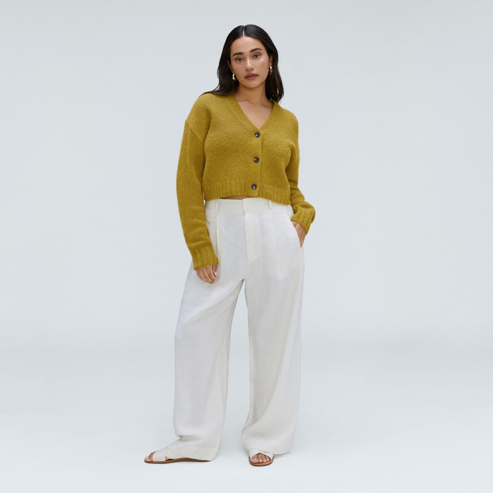 The Alpaca V-Neck Cropped Cardigan | Golden Palm