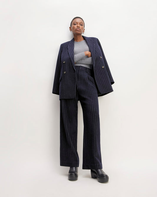 The ReWool® Way-High Drape Pant | Navy / Bone