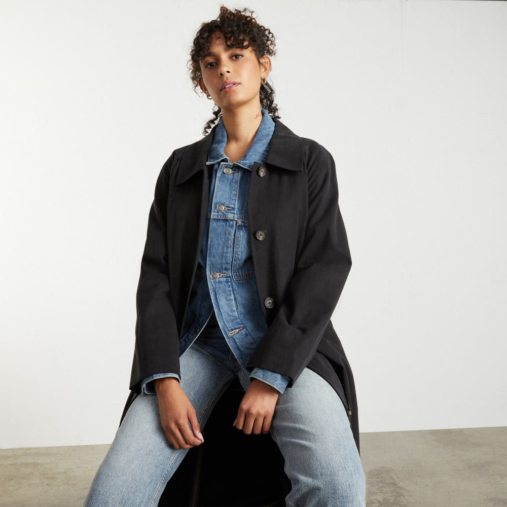 The Gathered Drape Trench | Black