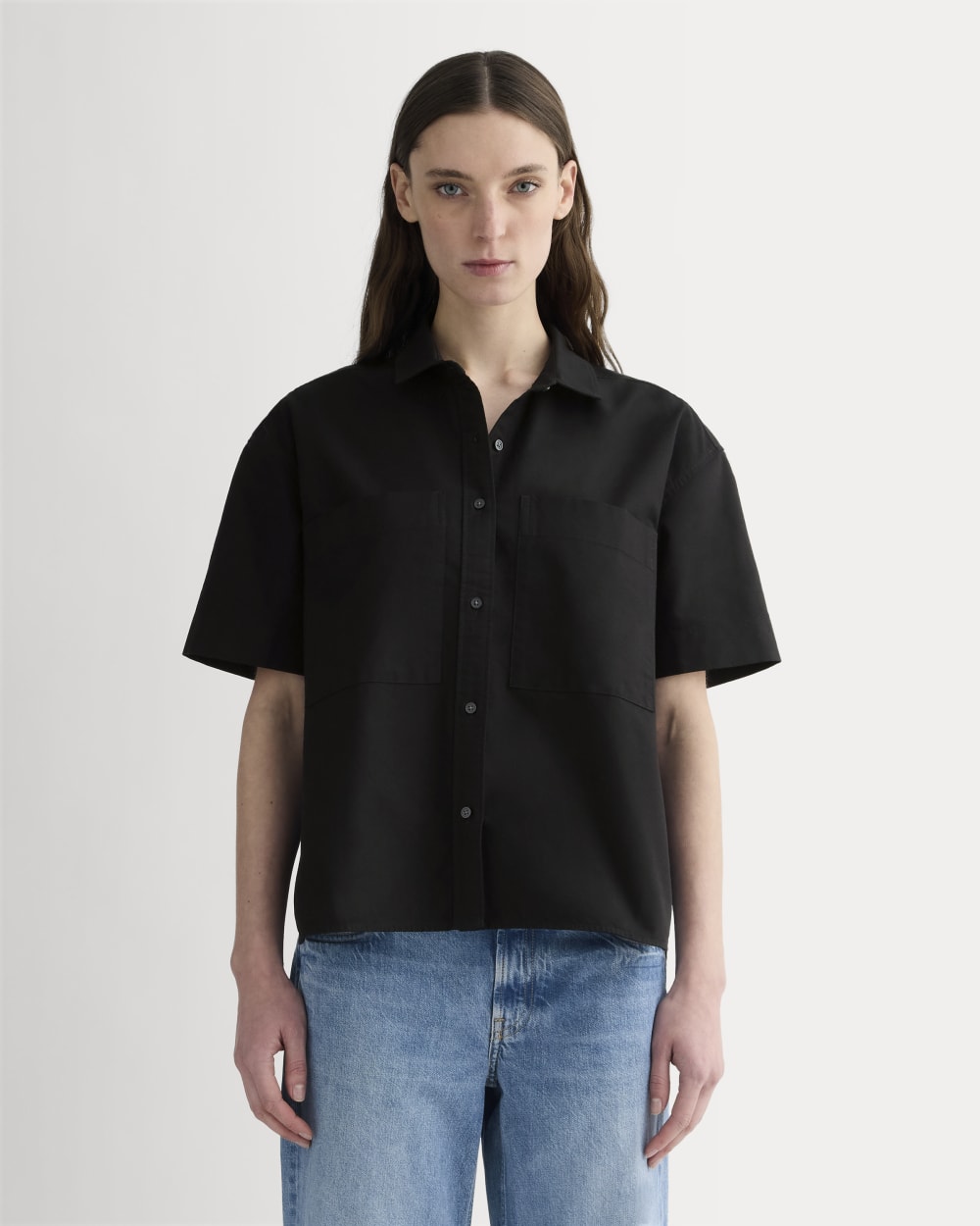 The Short-Sleeve Boxy Oxford | Black