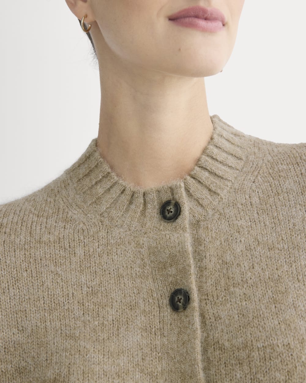The Crew Cardigan in Alpaca | Dark Heathered Camel
