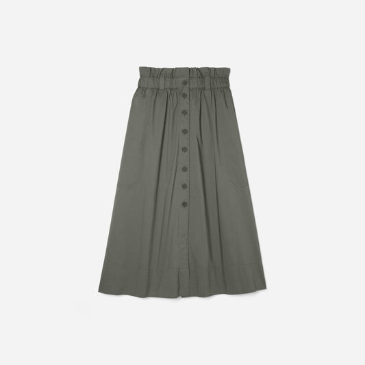 The Easy Button-Front Skirt | Pewter Green