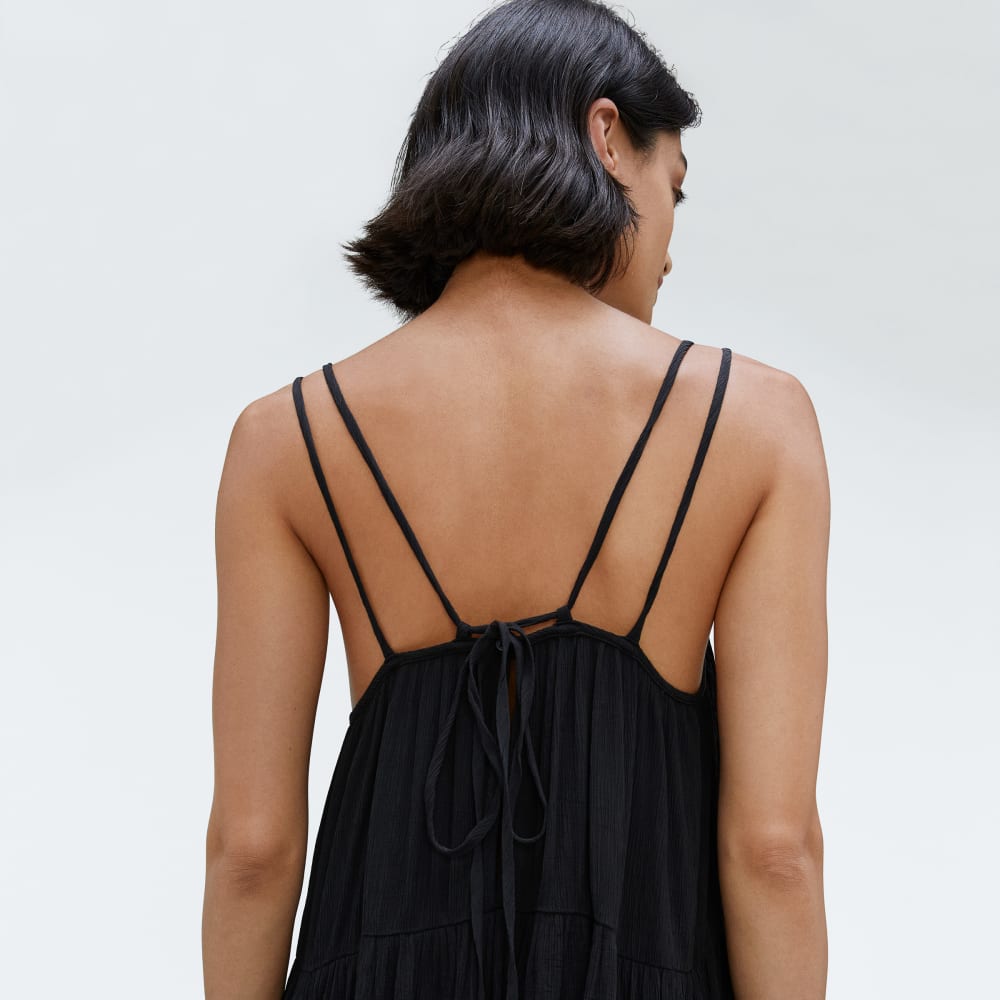The Naia™ Ripple Tiered Maxi Dress | Black