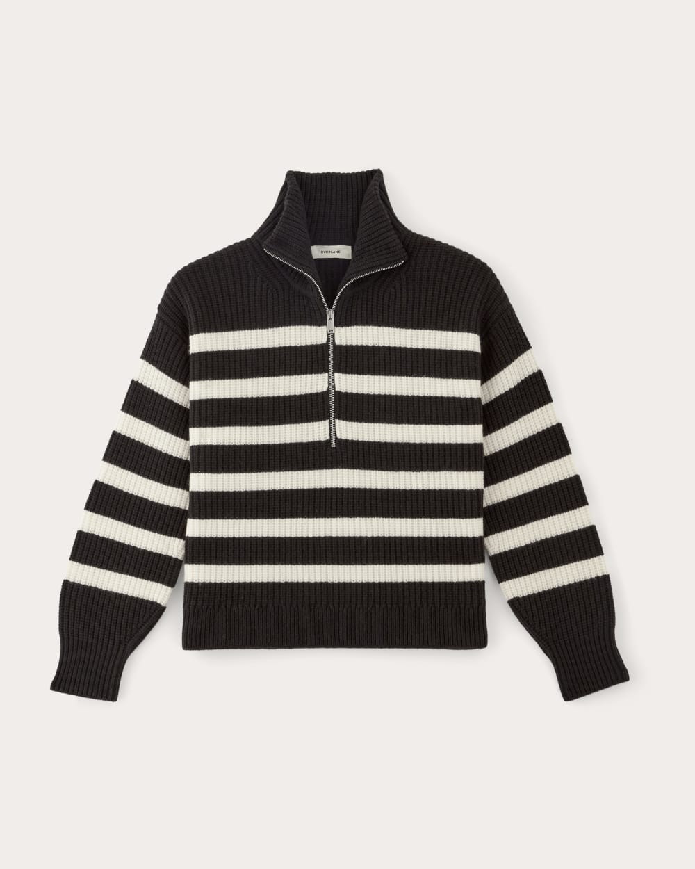 The Half-Zip Sweater in Luxe Merino | Black / Bone