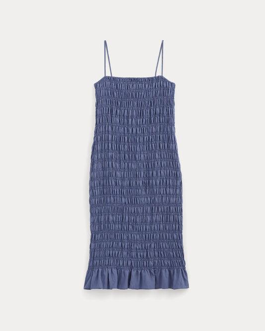The Smocked Column Dress | Blue Dusk