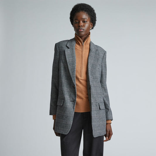 The Oversized Blazer in Wool | Glen Plaid