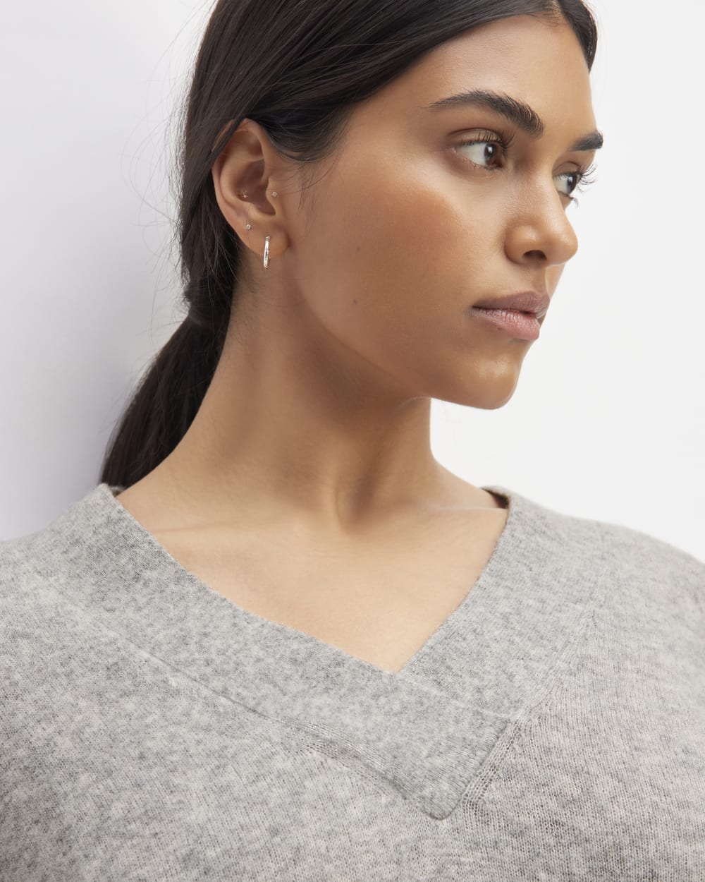 The Cozy-Stretch V-Neck Sweater | Heathered Grey