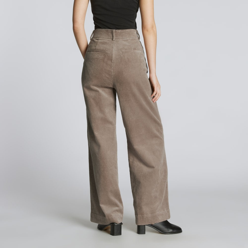 The Corduroy Way-High® Drape Pant  | Taupe Grey