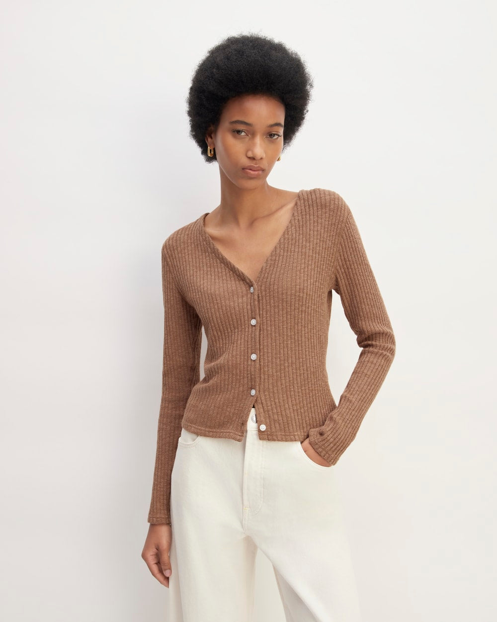 The Cozy Rib Cardigan | Carob Brown