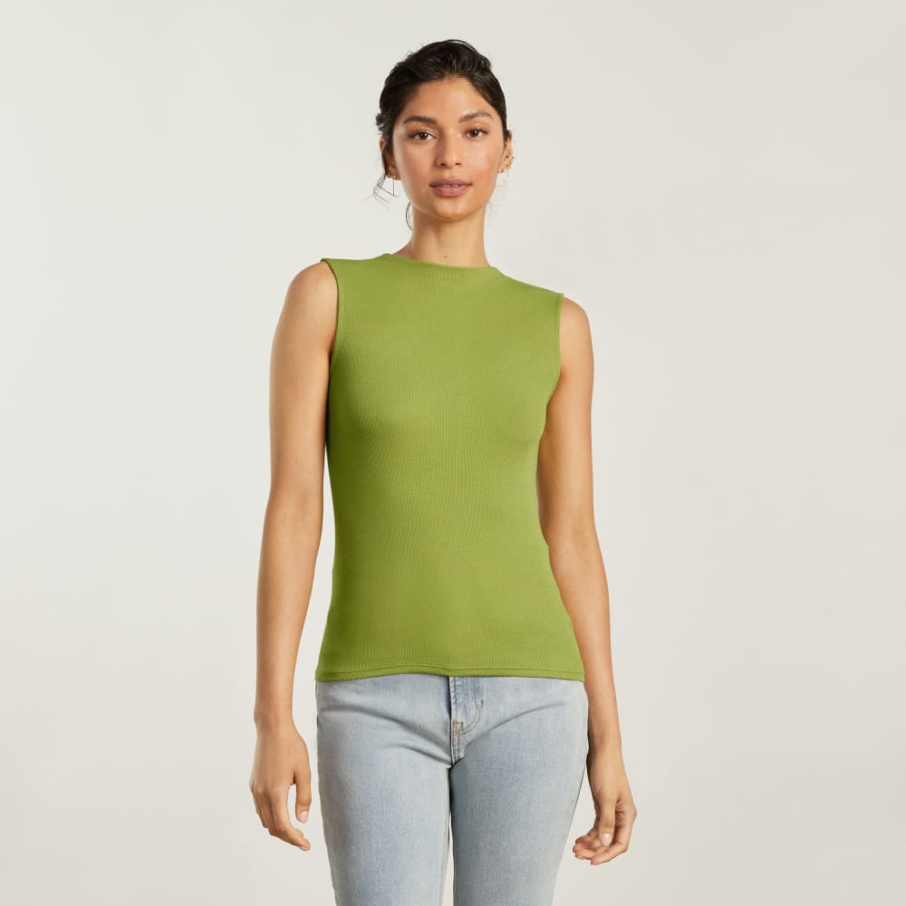 The Pima Micro-Rib Funnel-Neck Tank | Pepper