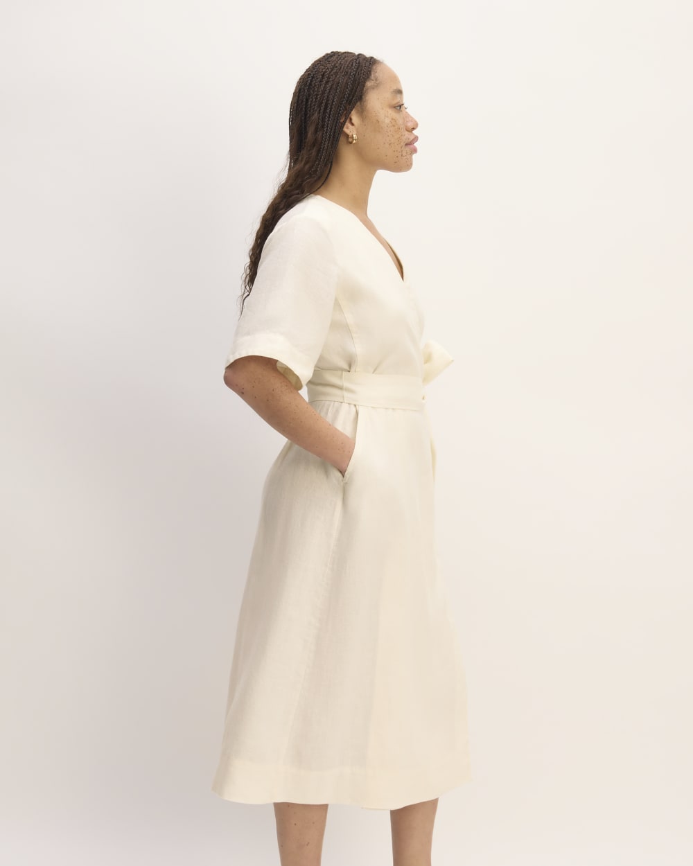 The Wrap Dress in Linen | Bone