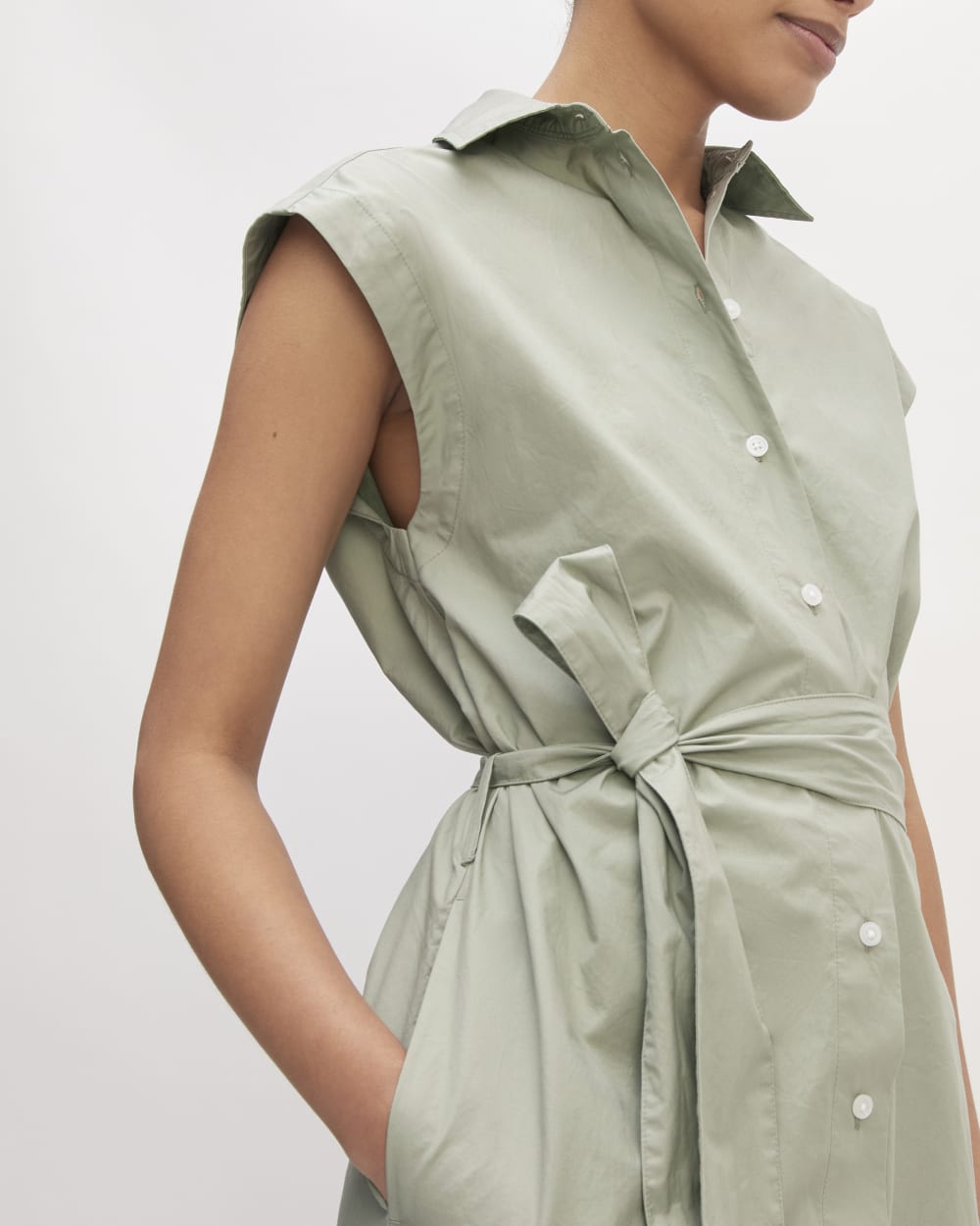 The Supima® Cotton Short-Sleeve Shirt Dress | Sage Green
