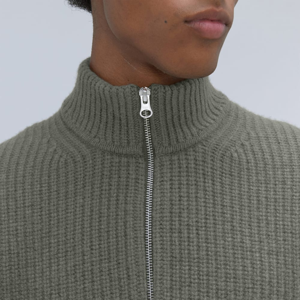 The Felted Merino Half-Zip Sweater | Storm Green