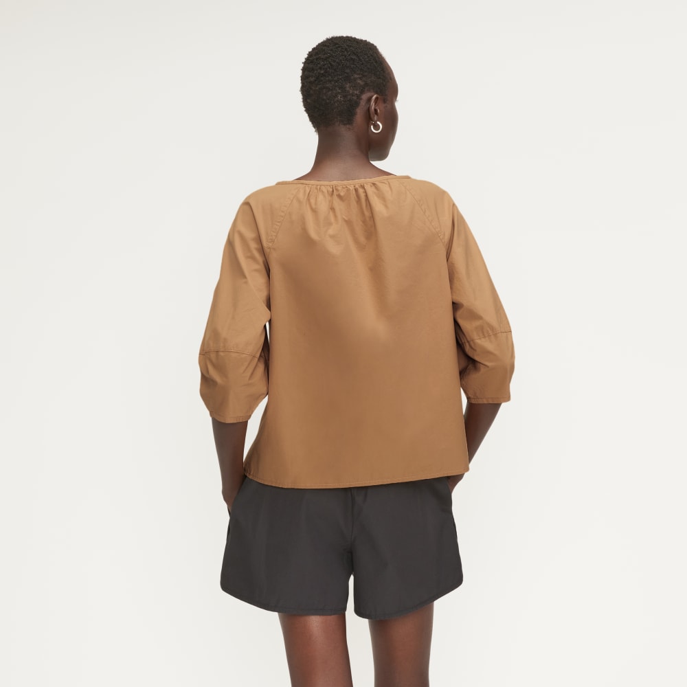 The Poplin Scoop-Neck Top | Caramel