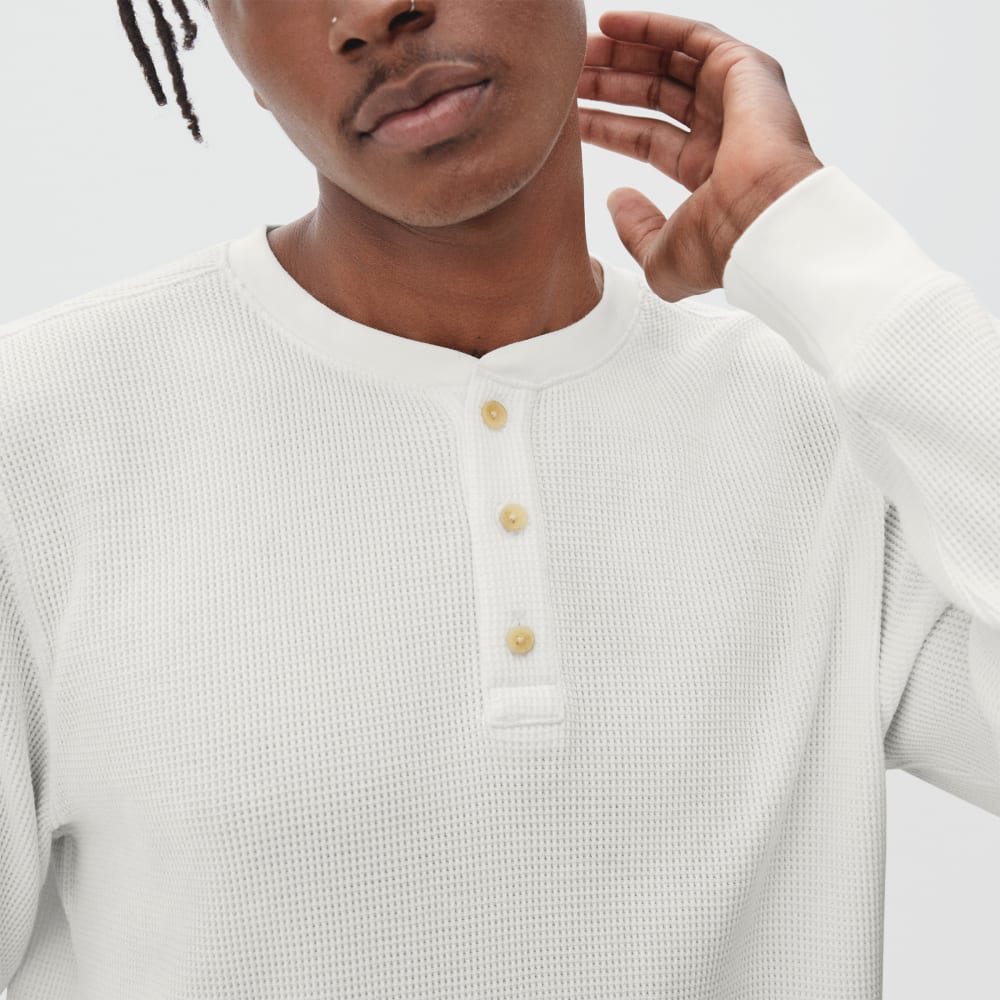 The Waffle Long-Sleeve Henley Tee | Off-White