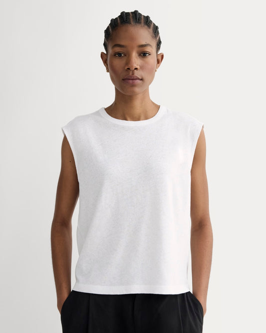 The Muscle Tee in Cotton Linen | White