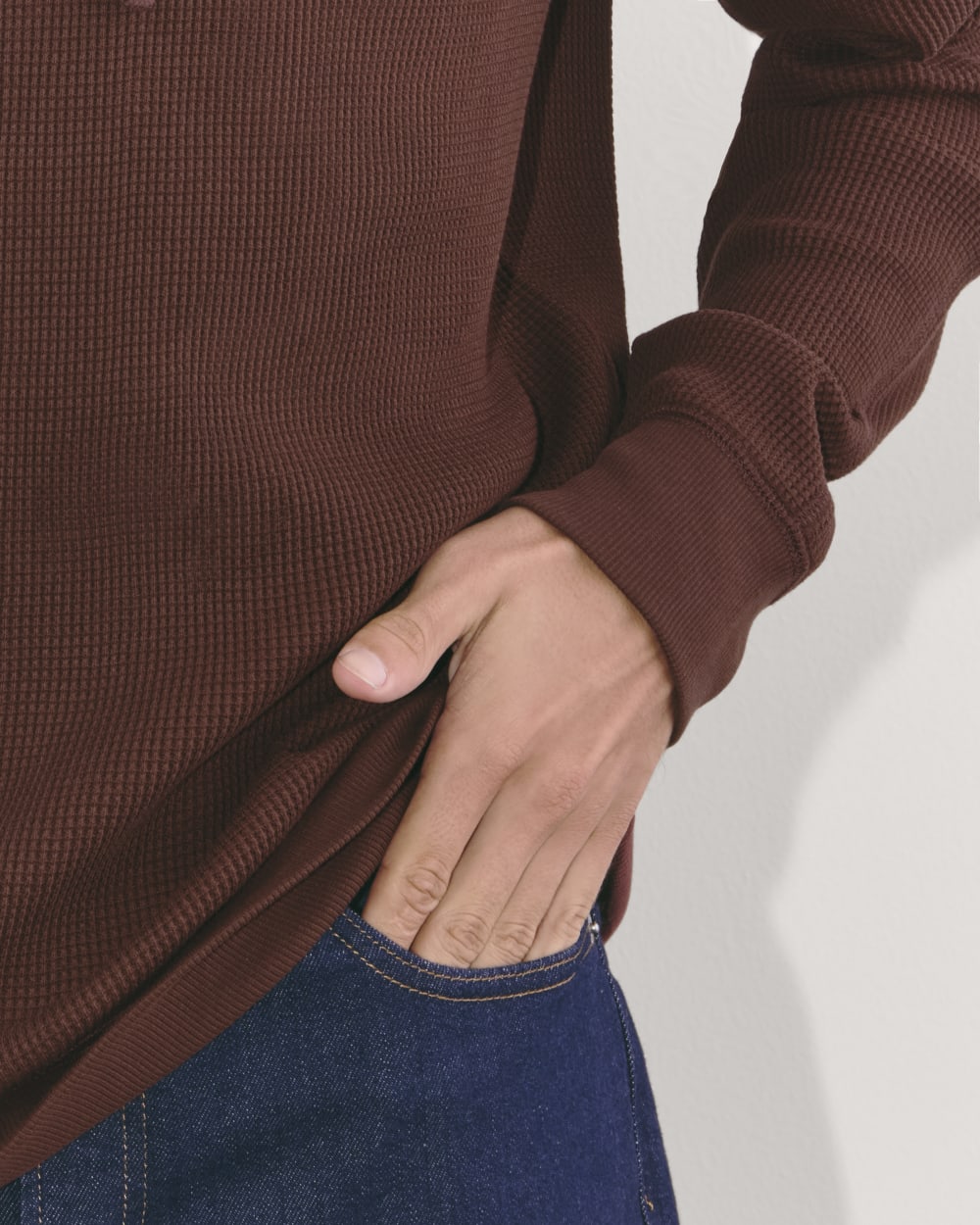 The Waffle-Knit Hoodie | Dark Mahogany