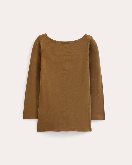 Luxe Rib 3/4 Sleeve Boatneck Tee | Toffee