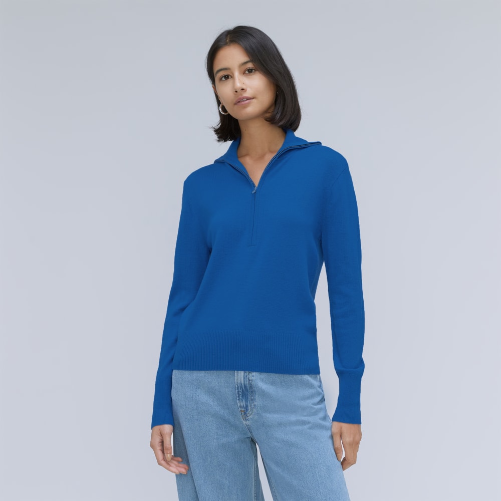The Luxe Merino Half-Zip Sweater | Lapis Blue
