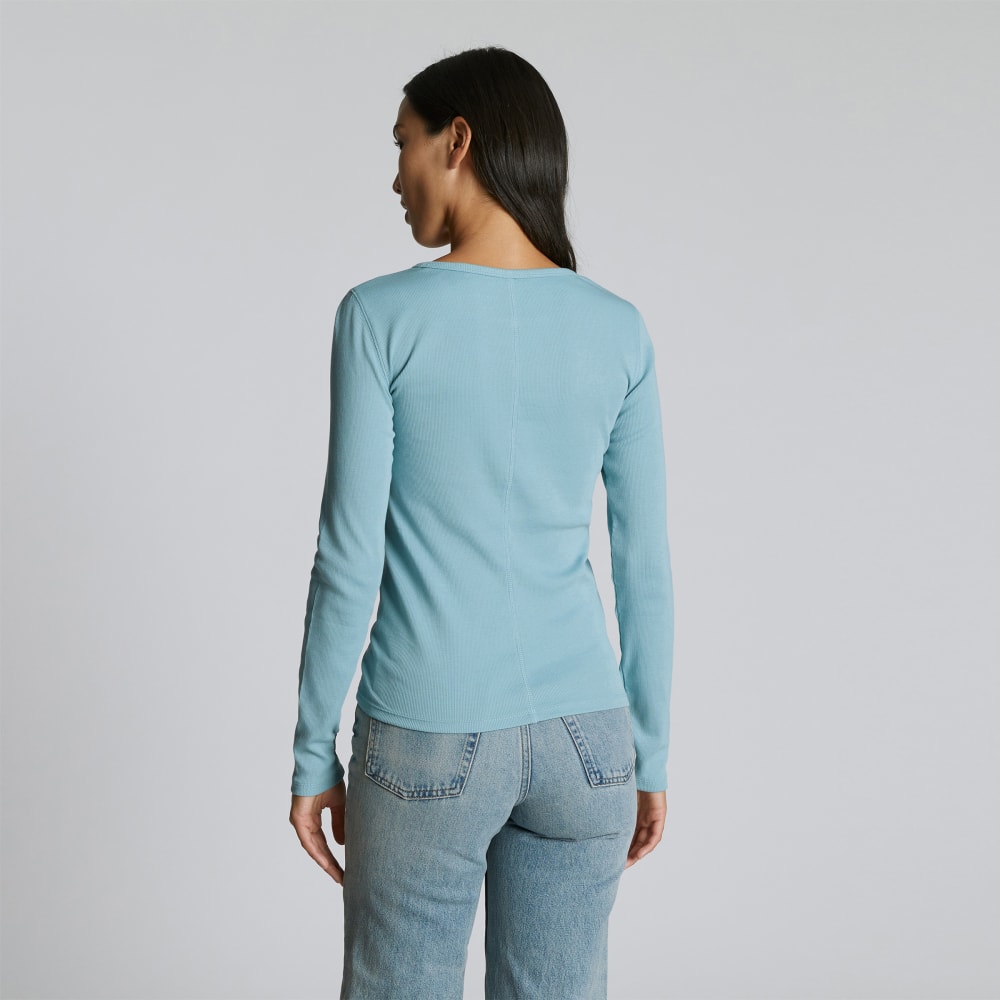 The Luxe Rib Long-Sleeve Crew | Blue Shadow