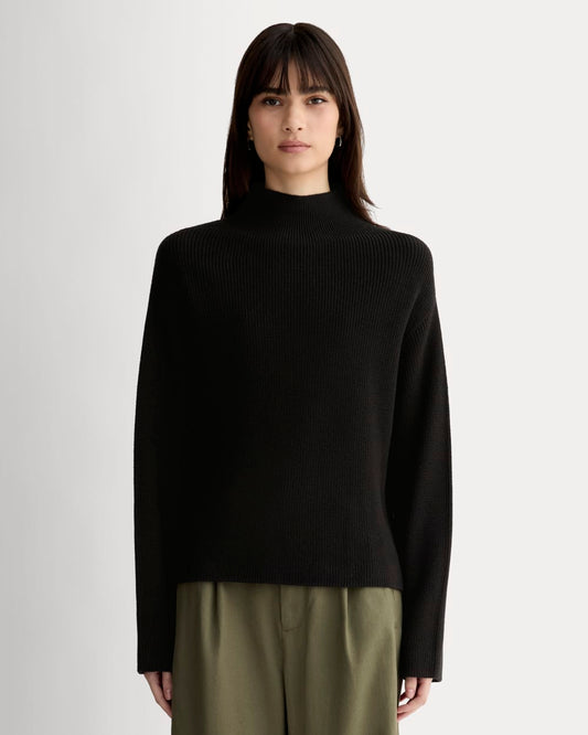 The Slouchy Funnel Neck in Everyday Cotton | Black