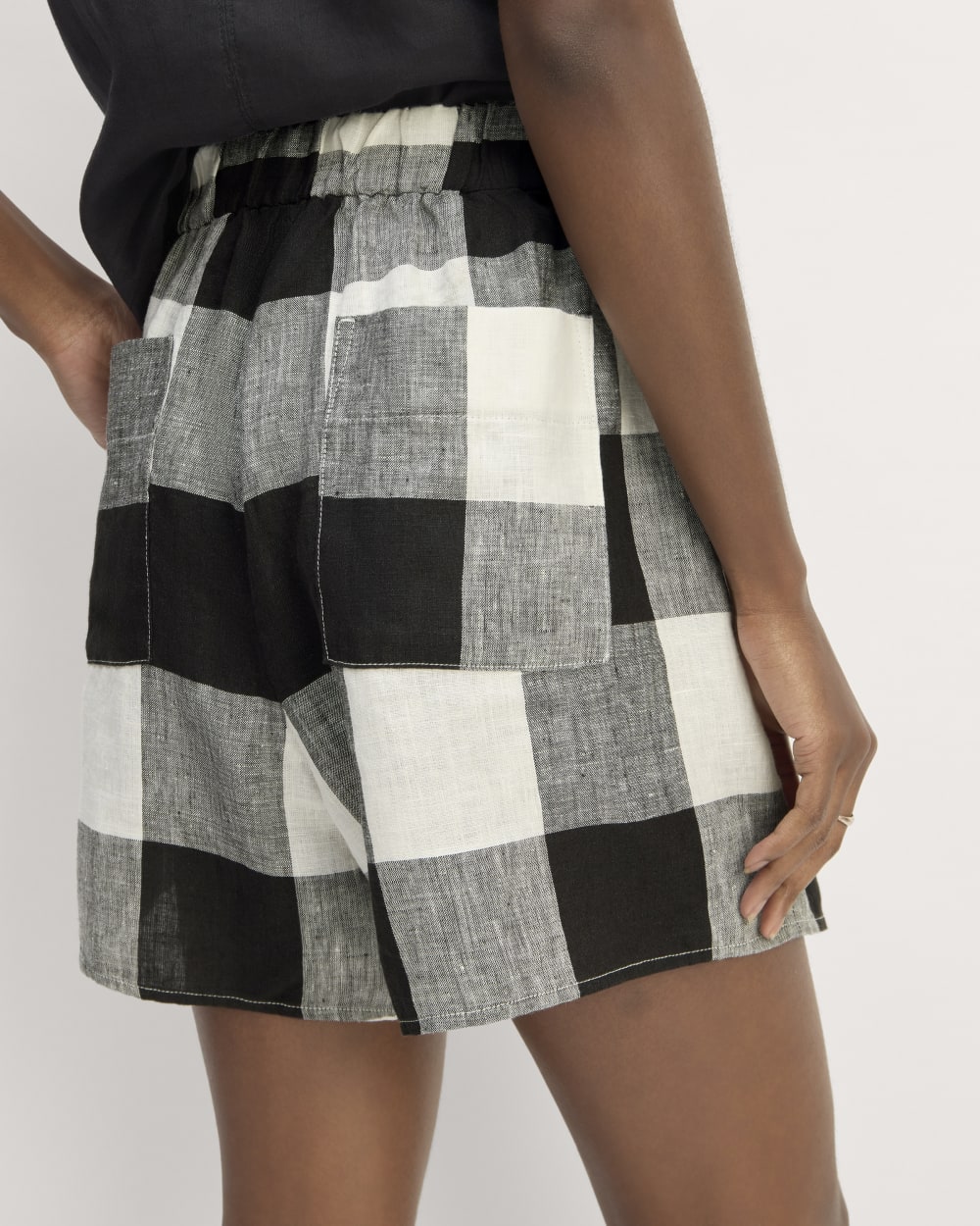 The Linen Easy Short | Bone / Black Check