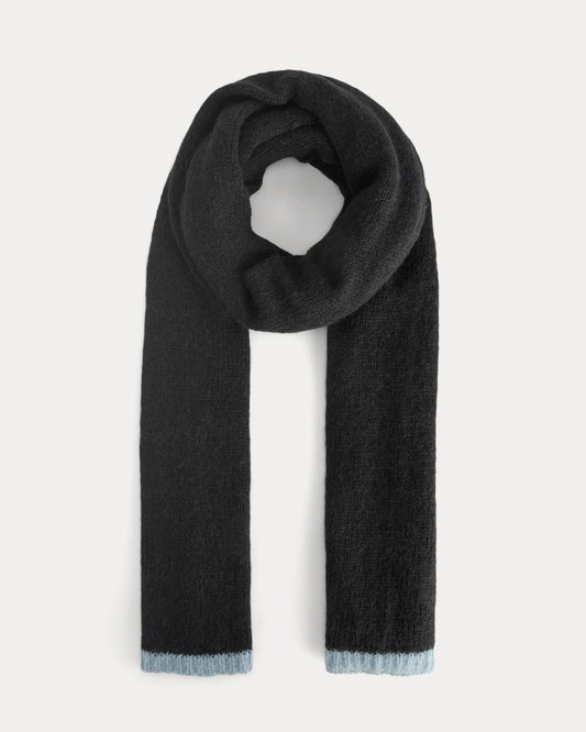 Plush Alpaca Scarf | Black/ Skyway