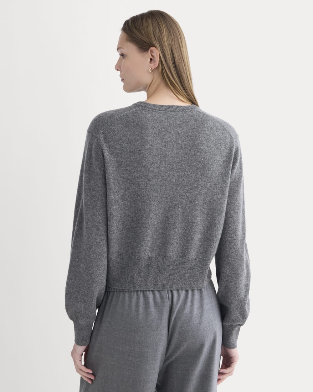 Cashmere Cropped Cardigan | Heather Charcoal
