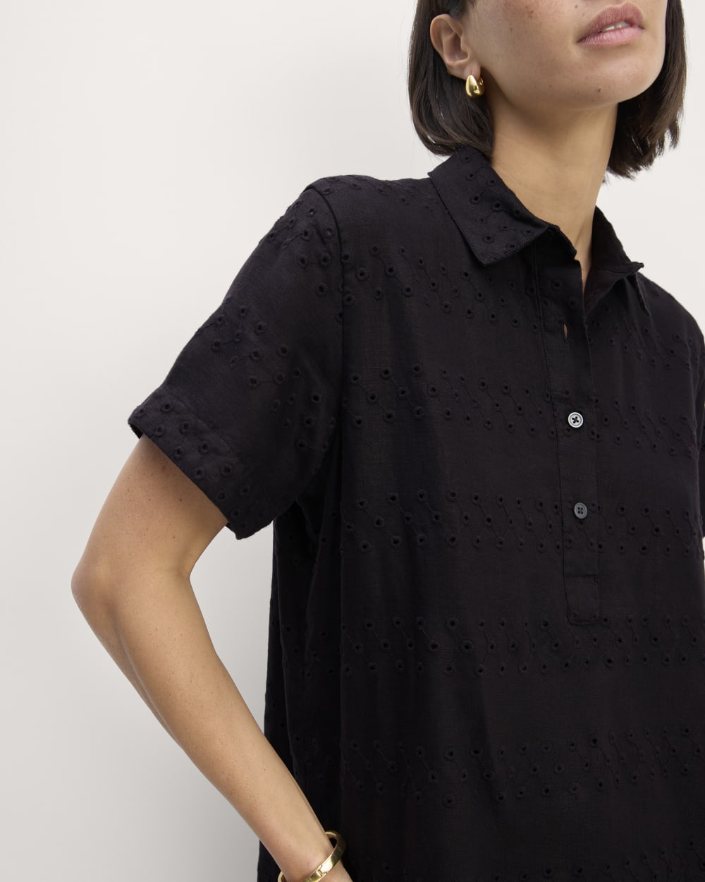 The Linen Eyelet Shirtdress | Black Eyelet
