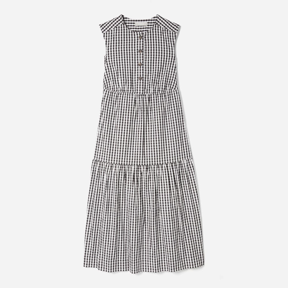 The Tiered Midi Dress | Black Gingham