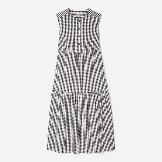 The Tiered Midi Dress | Black Gingham