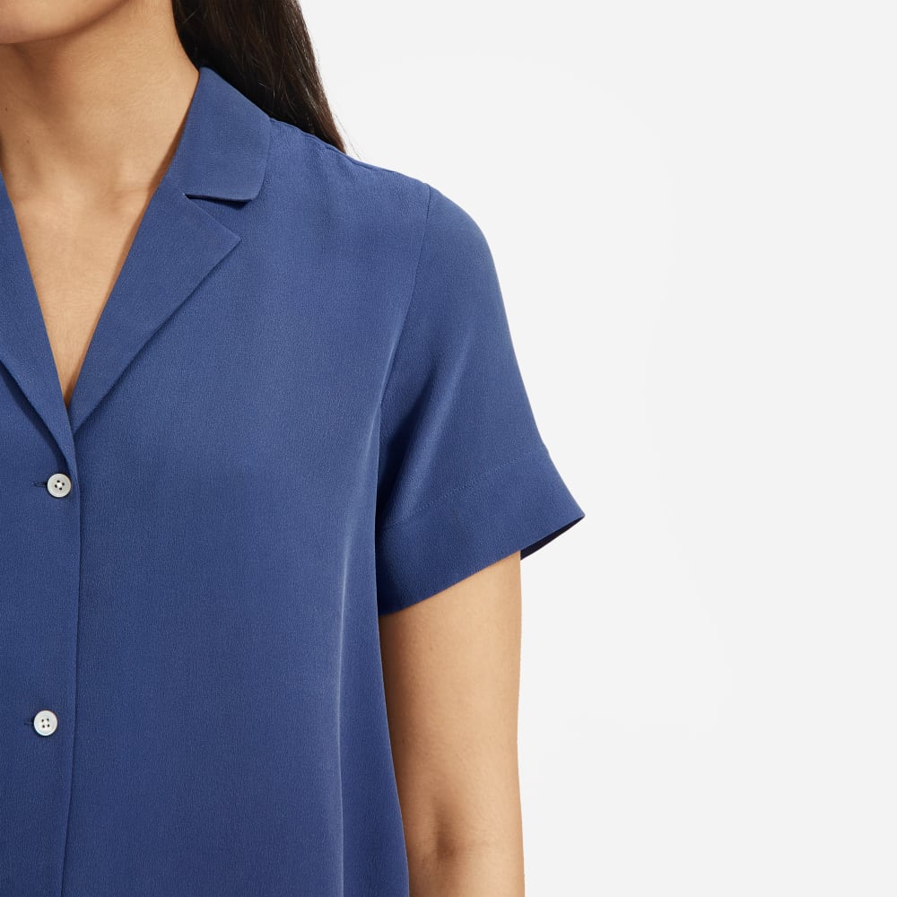 The Clean Silk Short-Sleeve Notch Shirt | French Blue