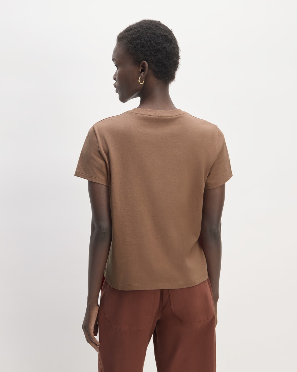 The Box-Cut Tee in Essential Cotton | Carob Brown | No Pocket