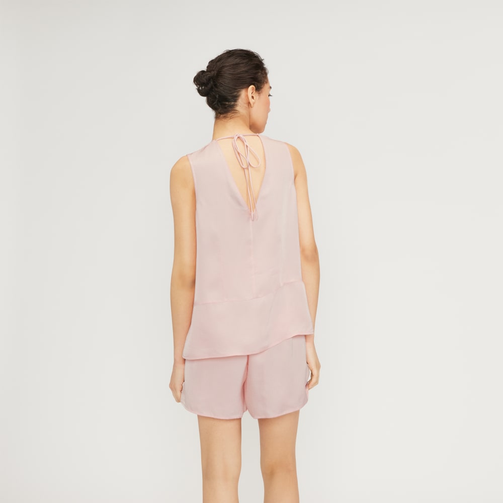 The Satin V-Neck Top | Petal Pink