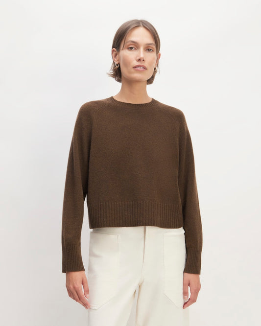 The Boxy Crew in Cashmere | Heather Cocoa
