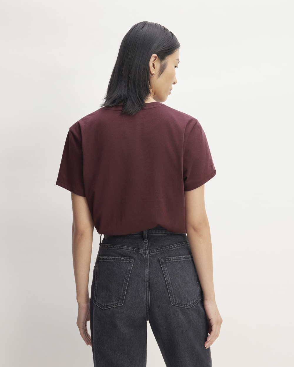 The Box-Cut Tee in Essential Cotton | Burgundy | No Pocket